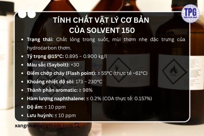 Thông số cơ bản của Solvent 150